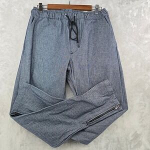 Major Threads Pants Mens Medium Blue Herringbone Ankle Zip Handmade USA